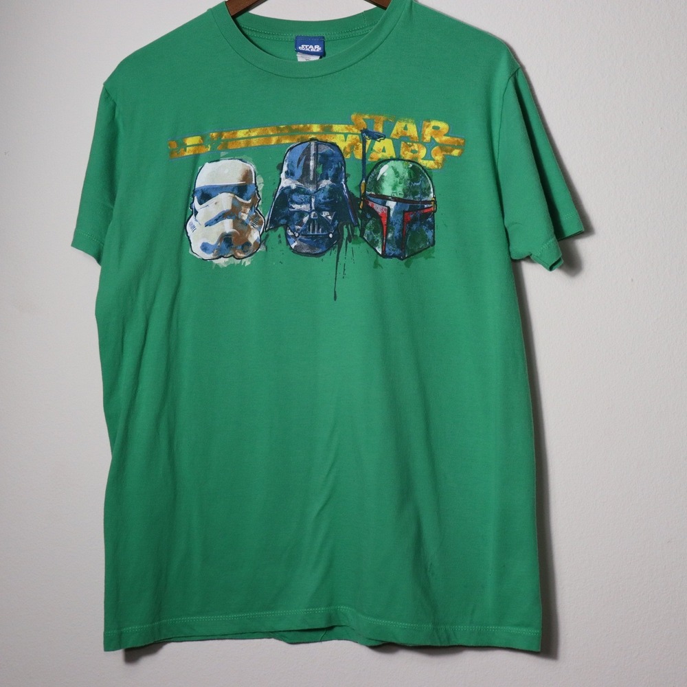 Star Wars Darth Vader Boba Fett Stormtrooper Green Graphic T-Shirt Large